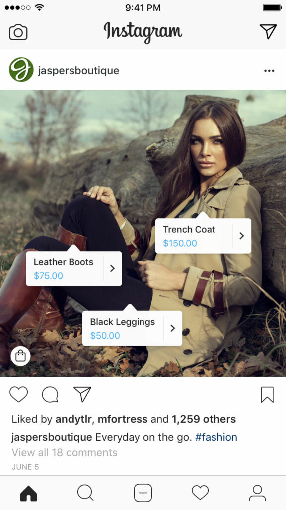 instagram shopping example